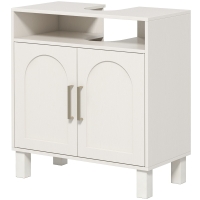 HOMCOM Meuble salle de bain sous lavabo meuble sous lavabo placard 2 portes avec étagère réglable 60 x 30 x 63 cm blanc