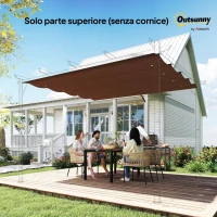 Outsunny Telo Pergola per Esterni Anti UV in Poliestere Bianco Caffè con 8 Fori di Drenaggio, 286x245 cm(m-8)