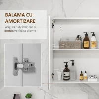 kleankin Dulap de Baie cu Oglinda cu LED,  Alb Lucios(m-7)