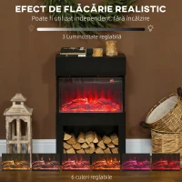 HOMCOM Șemineu electric cu efect de flacără colorată, 1000W/2000W și telecomandă(m-4)