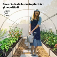 Outsunny Seră de Grădină Tip Tunel 4x3x2 m cu Uși Rulabile și 6 Ferestre, Seră pentru Plante cu 2 Suporturi Diagonale, Cadru din Oțel și Husă PE, pentru Legume, Flori și Fructe, Alb(m-9)