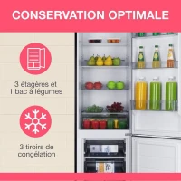 Réfrigérateur combiné - OCEANIC - OCEAFC262STDB - 262 L - Classe D - 55 x 56 x 180 cm - Noir(m-6)