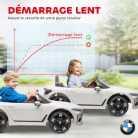 HOMCOM Voiture électrique pour enfants licence BMW I4 12V avec télécommande MP3 Musique Lumières et Ceinture 115x67x45 cm Noir(m-6)