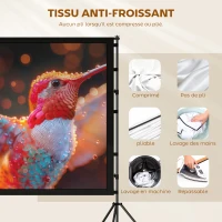 HOMCOM Écran de projection avec trépieds 100 pouces 16:9 HD 4K/8K, écran videoprojecteur portable, 268x58x181cm, blanc et noir(m-5)