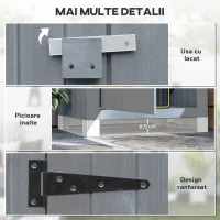 Outsunny Căsuță pentru Unelte din Lemn cu 3 Rafturi cu Acoperiș Impermeabil din Bitum, 77.5x54.2x179.5 cm, Gri(m-6)