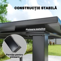 Outsunny Masă de Dining pentru Exterior pentru 4 Persoane, Masă Dreptunghiulară de Grădină cu Blat din HDPE și Cadru Metalic, Neagră(m-6)