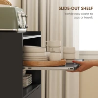 HOMCOM Dulap pentru Cuptorul cu Microunde cu Sertar, Dulap și 2 Rafturi Negru(m-5)