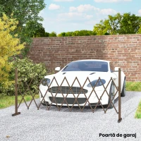 Outsunny Gard Extensibil Mobil Pliabil din Aluminiu, 300cm x 103,5 cm, Maro Închis(m-6)