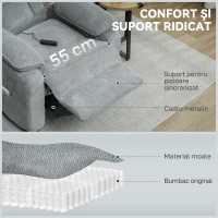 HOMCOM Fotoliu Relax Electric Reclinabil 150° cu Suport pentru Picioare, Șezut Spațios, Fotoliu Electric Silențios, Port USB, Funcție de Memorare, Telecomandă, Catifea, pentru Living, Gri(m-5)