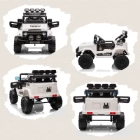 AIYAPLAY Off-road pentru Copii cu Faruri, Claxon, Centură și Telecomandă, în PP și Metal, 99x66x68.5 cm, Alb(m-9)