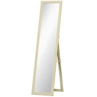 HOMCOM Espelho de Pé e Mural Retangular Espelho de Chão Corpo Inteiro Closet Quarto Sala 37x37x154 cm Madeira Natural(m-1)