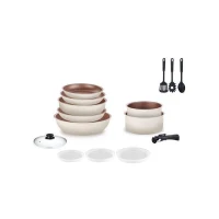 Batterie de cuisine Arthur Martin Batterie 18 pieces creme AM1453 CREME(m-1)