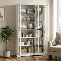 HOMCOM Multi-Storage Kitchen Cabinet, with Glass Doors - White Wood-Effect(m-3)