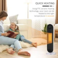 HOMCOM Mini Termoventilator Electric Oscilant cu 2 Moduri cu Telecomandă, Alb și Negru(m-5)