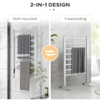 HOMCOM Uscător Electric pentru Prosoape de Perete sau Podea cu Funcție de Temporizator și 8 Bare 53x35x90 cm Negru(m-4)