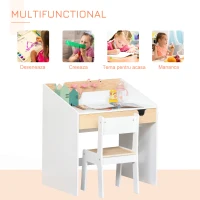 HOMCOM Set Birou și Scaun pentru Copii 6-10 Ani cu Raft și Sertar(m-5)