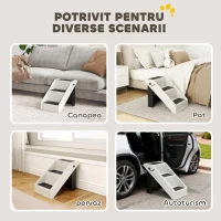 PawHut Scară pentru Câini și Pisici cu 3 Trepte Antiderapante, Design Pliabil cu Capacitate de 10 kg, Crem(m-6)
