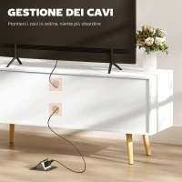 HOMCOM Mobile TV 55" max con 2 Armadietti e 2 Ripiani Aperti, in Legno e Truciolato, 120x34x50 cm, Bianco(m-5)
