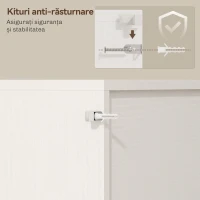 HOMCOM Bufet de Bucătărie Rustic 180cm, Dulap cu Priză de Încărcare, Lumini LED, Suport pentru Sticle, Blat pentru Cuptor, Rafturi Deschise, Uși Glisante, Orificiu pentru Cabluri, Alb(m-8)