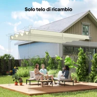 Outsunny Telo Pergola per Esterni Anti UV in Poliestere Bianco Crema con 8 Fori di Drenaggio, 286x245 cm(m-2)