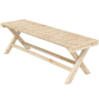 Outsunny Banco de Jardín de Madera con Asiento de Lamas, 140x40x43 cm, Madera Natural(m-8)
