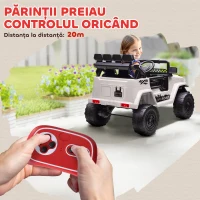 AIYAPLAY Off-road pentru Copii cu Faruri, Claxon, Centură și Telecomandă, în PP și Metal, 99x66x68.5 cm, Alb(m-5)