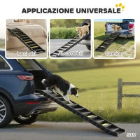 PawHut Scaletta per Cani Pieghevole per Auto e Letti a 10 Gradini Antiscivolo, Capacità 68 kg, Nero(m-7)