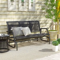 Outsunny Banc à Bascule de Jardin 3 Places Design Contemporain Grand Confort accoudoirs Assise et Dossier Ergonomique Acier textilène Noir(m-9)
