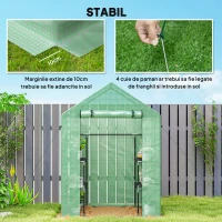 Outsunny PE impermeabil și rezistent la UV Grădină seră pentru plante cu rafturi și accesorii de montare, 142x73x195cm, verde(m-6)
