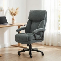 HOMCOM Scaun de Birou cu Spătar Înalt și Înălțime Reglabilă, 68,5x79x117-125 cm, Gri(m-2)