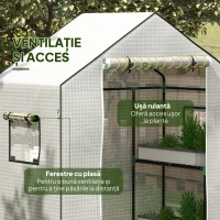 Outsunny Acoperiș de Schimb pentru Seră PE Walk-in cu Ușă Rulabilă și Ferestre, 143 x 70 x 190cm, Verde(m-6)
