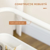 HOMCOM Cărucior de Bucătărie Multifuncțional cu 3 Nivele, Coșuri și Cârlige Detașabile, 42x38x86.5 cm, Negru(m-7)