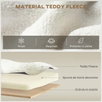 HOMCOM Fotoliu de Salon Tapițat cu Spațiu de Depozitare Ascuns, Spătar Înalt, Fotoliu Modern cu Cotiere, Pernă Lombară și Șezut Spațios, din Pluș Teddy, pentru Dormitor și Sufragerie, Crem(m-4)