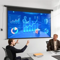 HOMCOM Ecran de proiecție motorizat 120 inci, 16:9 4K HD, fixare pe perete sau tavan cu telecomandă, 297x8x183cm(m-9)