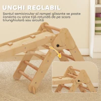 AIYAPLAY Joc pentru Copii 5 în 1 cu Triunghi, Tobogan Neted și Arc, din Lemn de Plop și Pin, 188x70x59 cm(m-6)