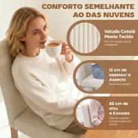 HOMCOM Conjunto de 4 Cadeiras de Jantar Cadeiras Modernas para Cozinha Encosto Alto Estofadas em Veludo Assento Acolchoado 44x56x90 cm Bege(m-5)