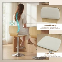 HOMCOM Juego de 2 Taburetes Altos de Cocina Giratorios en 360° Regulables en Altura de 81-102 cm Tapizados en Lino Beige(m-5)