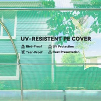 Outsunny Seră de Grădină Tunel 3x2x2 m cu Plasă de Umbrire, Seră pentru Legume și Flori cu 6 Ferestre, 2 Uși și Pereți Laterali Rulanți, Cadru din Oțel și Acoperire PE, Verde(m-6)