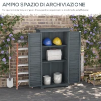 Outsunny Armadio da Esterno in Legno con 2 Porte a Persiana e Ripiani Interni, 87x46.5x160 cm, Grigio(m-7)