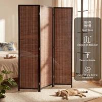 HOMCOM Paravent en bois séparateur de pièce closion de séparation pliable 3 panneaux 135 x 180 cm marron(m-4)