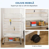 PawHut Gabbia per Uccelli da Interni in Acciaio e Legno a 4 Ruote con Vassoio(m-5)