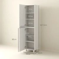 HOMCOM Armoire salle de bain haute meuble de rangement colonne 2 portes et étagères réglables 40 x 30 x 167,5 cm blanc(m-3)