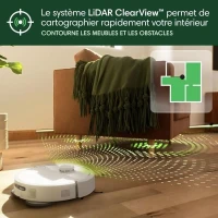 iRobot Roomba Plus 405 Combo Robot + AutoWash - Base Multifonction - Lavage et séchage des lingettes - LiDAR Clearview(m-5)