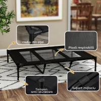 PawHut Pat Înălțat pentru Câini de Talie Mare cu Zonă Respirabilă și Geantă 122x92x23 cm Negru(m-7)