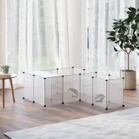 PawHut Enclos parc modulable pour petits animaux 20 panneaux pour lapin hamster chiot cochon 175 x 70 x 45 cm blanc(m-10)