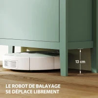 HOMCOM Meuble à chaussures 14 paires, armoire à chaussures avec 2 tiroirs rabattables, étagères amovibles et réglables, vert(m-6)