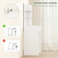 HOMCOM Masă de machiaj cu oglindă, 3 rafturi în colț și sertar, din lemn și sticlă, 75x40x137 cm, Alb(m-6)