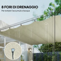 Outsunny Telo Pergola per Esterni Anti UV in Poliestere Bianco Crema con 8 Fori di Drenaggio, 286x245 cm(m-6)