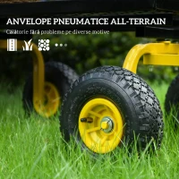 Outsunny Roabă de Grădină cu Mâner și 4 Roți Mari, Capacitate 150 kg, 94x48,5x100 cm, Verde(m-5)