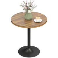 HOMCOM Table de bar ronde 60 cm, table haute cuisine mange-debout avec patins antidérapants, pour cuisine, salon, noyer(m-11)